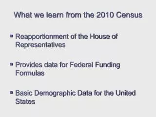 What we learn from the 2010 Census