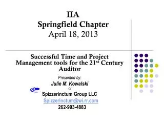 IIA Springfield Chapter April 18, 2013