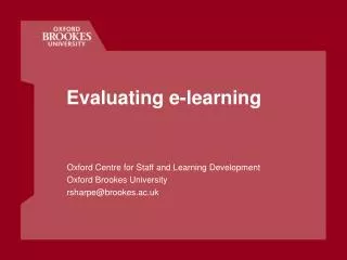 Evaluating e-learning