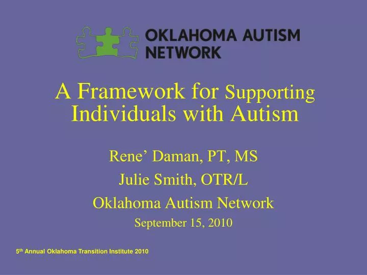 a framework for supporting individuals with autism