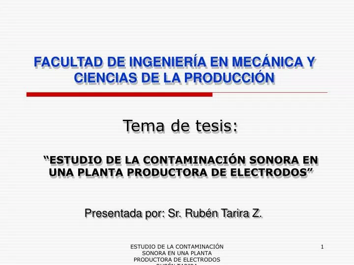 tema de tesis estudio de la contaminaci n sonora en una planta productora de electrodos