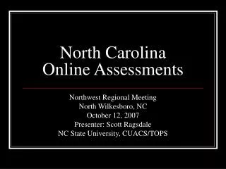 North Carolina Online Assessments