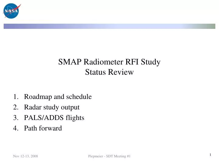 smap radiometer rfi study status review