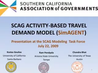scag activity based travel demand model simagent