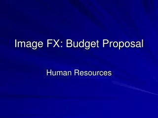 Image FX: Budget Proposal