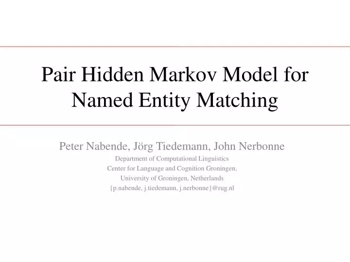 pair hidden markov model for named entity matching
