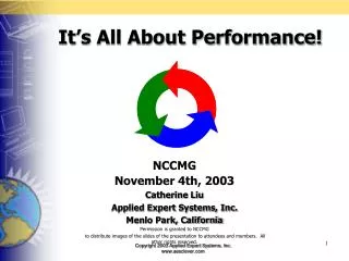 NCCMG November 4th, 2003 Catherine Liu Applied Expert Systems, Inc. Menlo Park, California