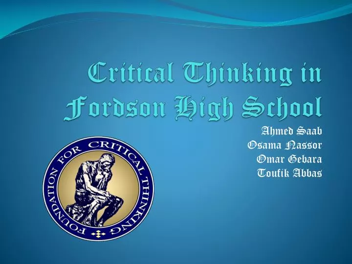 critical thinking in fordson high school