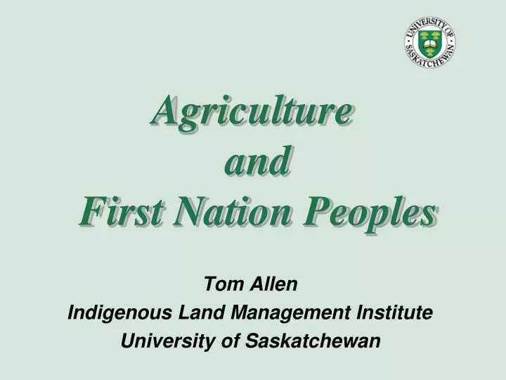 agriculture and first nation peoples