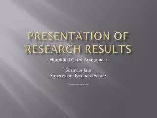 Presentation of Research Results