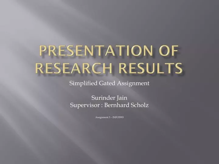 a presentation of research results