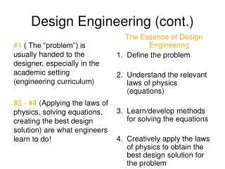Design Engineering (cont.)