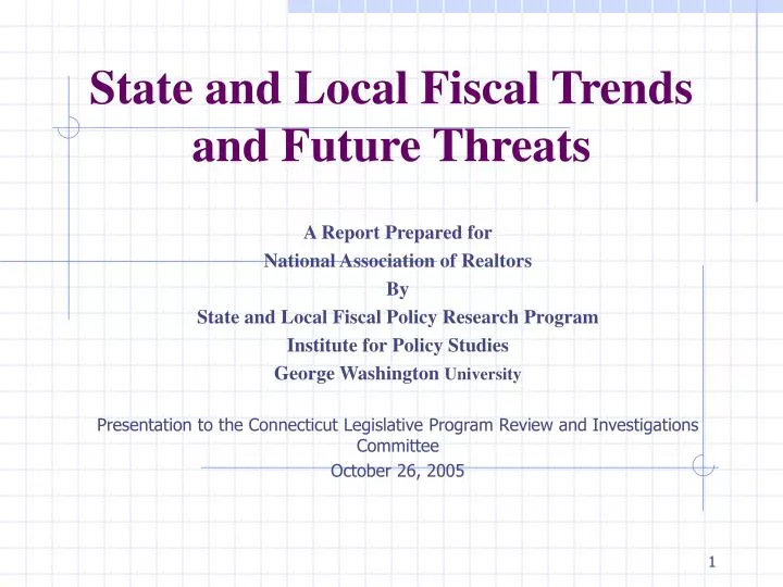 state and local fiscal trends and future threats