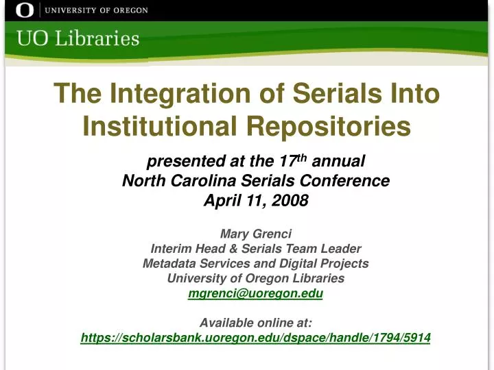 the integration of serials into institutional repositories