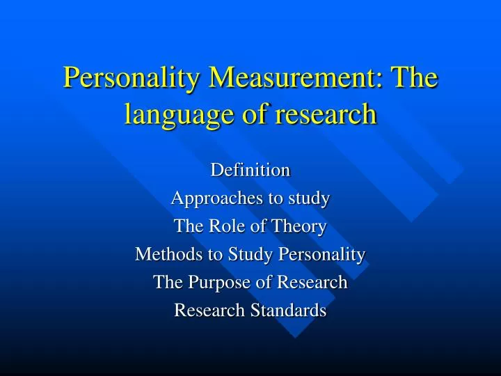 personality measurement the language of research