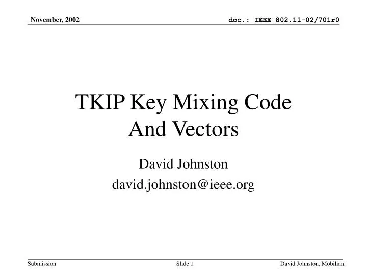 tkip key mixing code and vectors