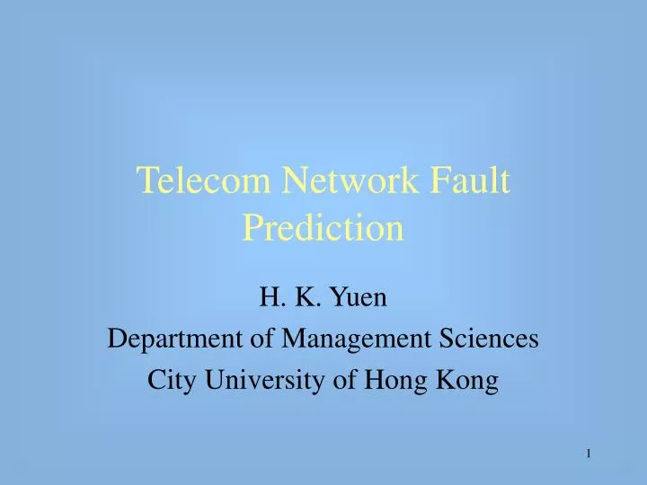 telecom network fault prediction