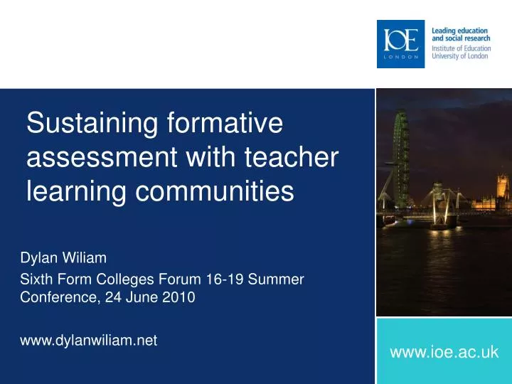 sustaining formative assessment with teacher learning communities