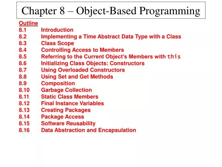 chapter 8 object based programming