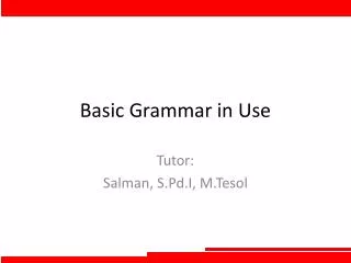 Basic Grammar in Use