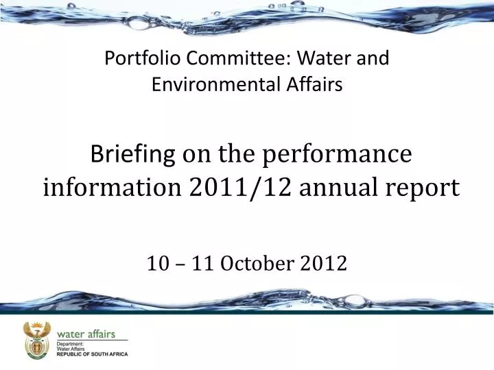 briefing on the performance information 2011 12 annual report
