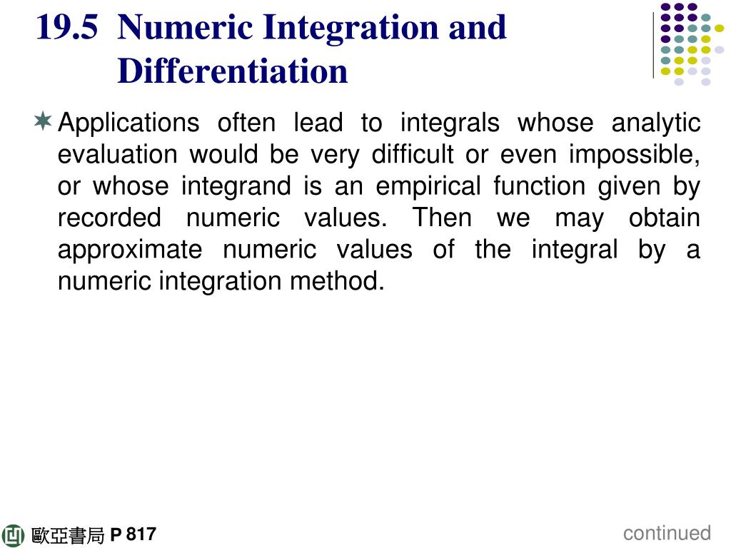 PPT - 19.5 Numeric Integration and Differentiation PowerPoint ...