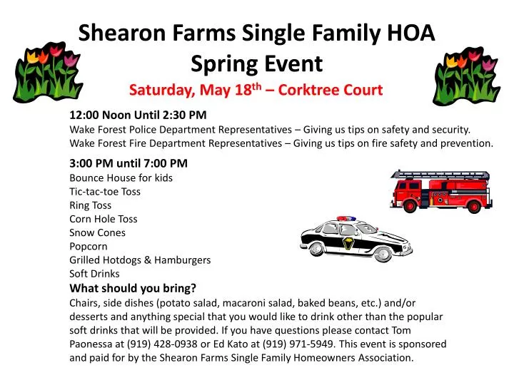 shearon farms single family hoa spring event