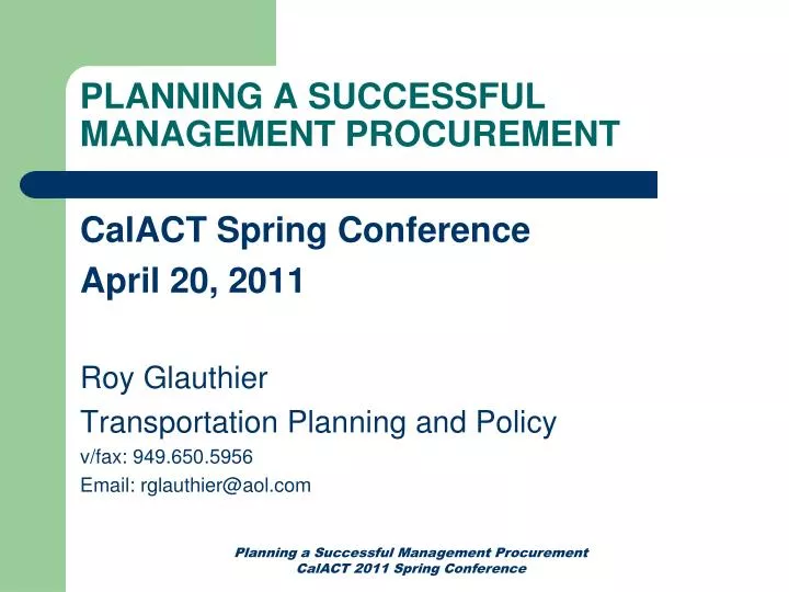 planning a successful management procurement