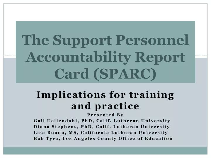 the support personnel accountability report card sparc