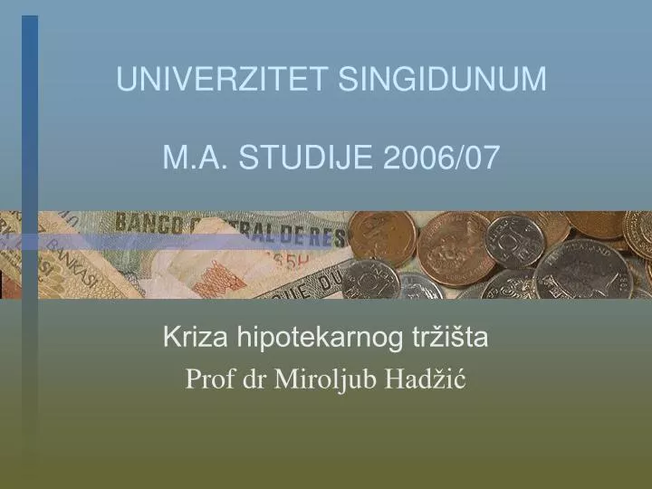 univerzitet singidunum m a studije 2006 07
