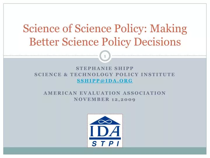 science of science policy making better science policy decisions