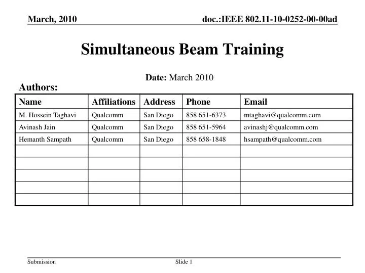 simultaneous beam training