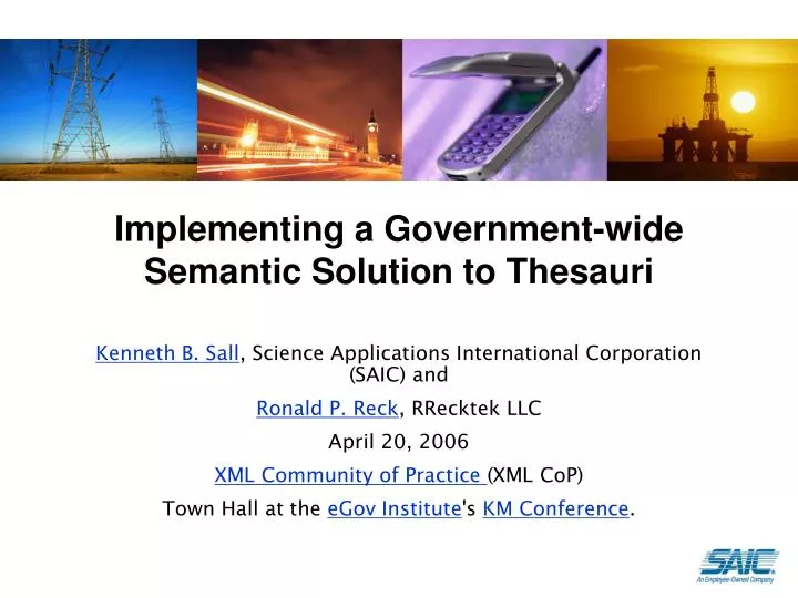 implementing a government wide semantic solution to thesauri