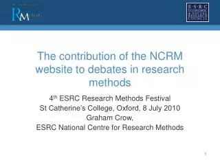 The contribution of the NCRM website to debates in research methods