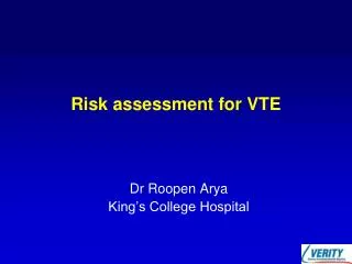 Risk assessment for VTE