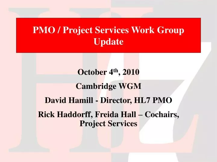 pmo project services work group update