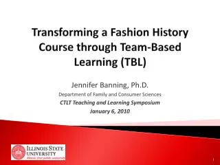 Transforming a Fashion History Course through Team-Based Learning (TBL)