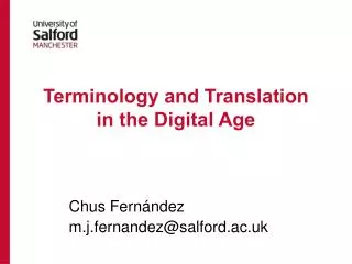 Terminology and Translation in the Digital Age