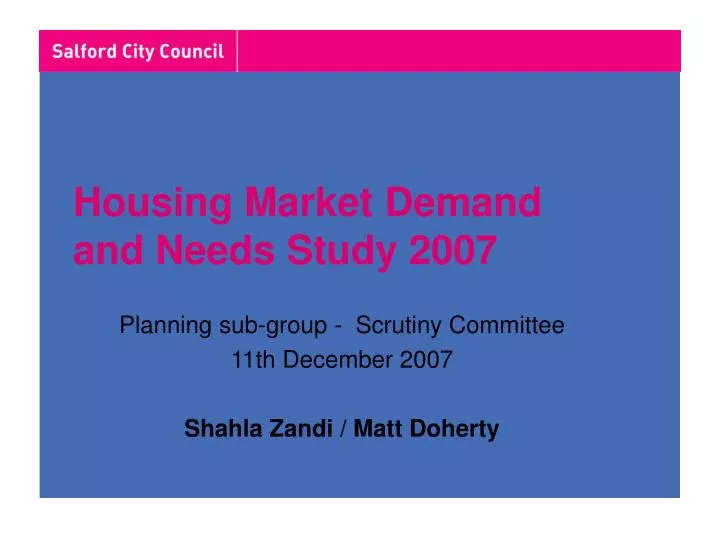 housing market demand and needs study 2007