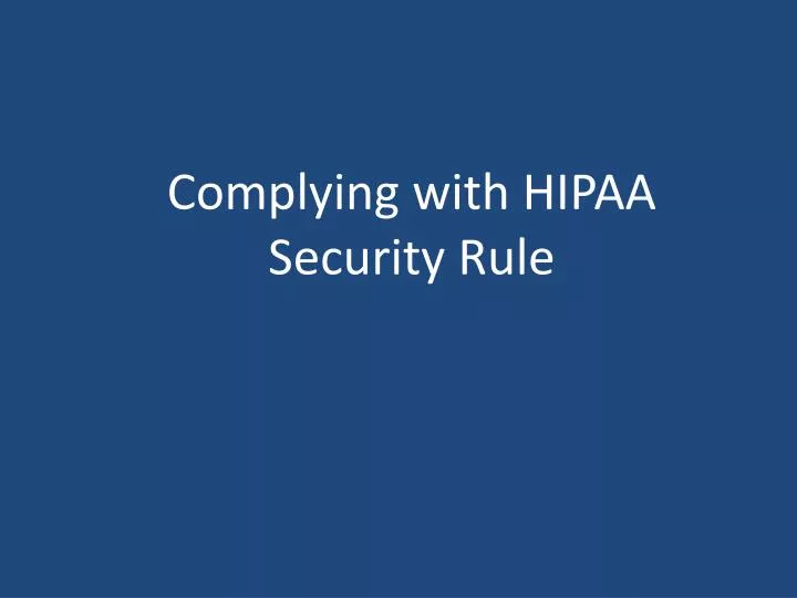 complying with hipaa security rule