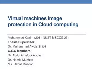 V irtual machines image protection in Cloud computing