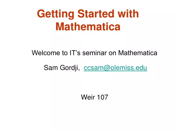getting started with mathematica