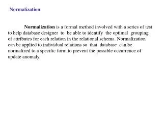 Normalization