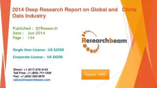 2014 Global and China Oats Market Size, Analysis, Industry