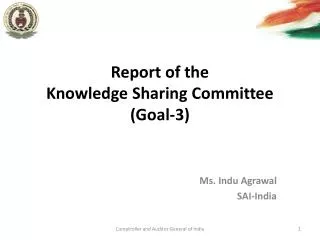 Report of the Knowledge Sharing Committee (Goal-3)