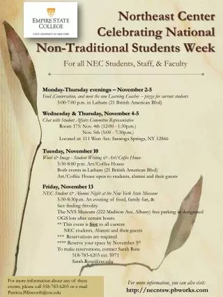 Northeast Center Celebrating National Non-Traditional Students Week