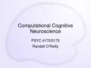 Computational Cognitive Neuroscience