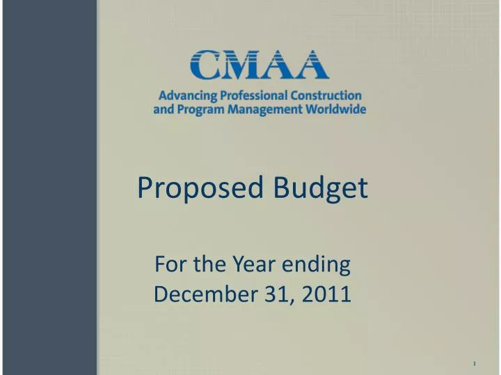 proposed budget for the year ending december 31 2011