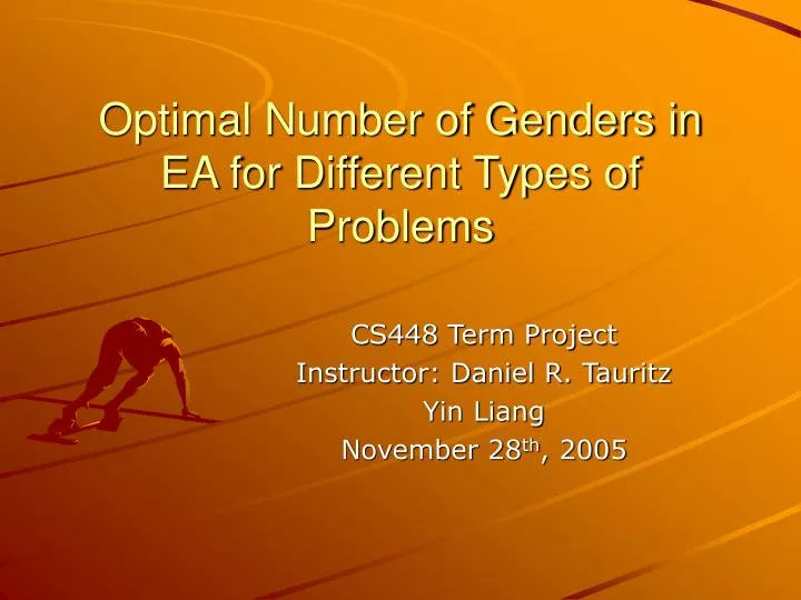 optimal number of genders in ea for different types of problems