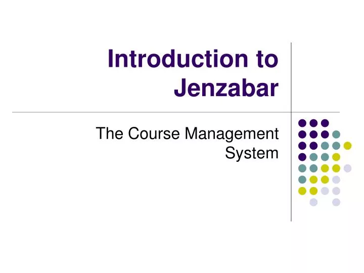 introduction to jenzabar